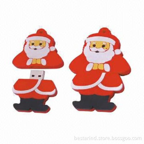 Christmas Gift USB Flash Drive with 256MB to 32GB Memory Capacity, Cartoon Design and Free Logo